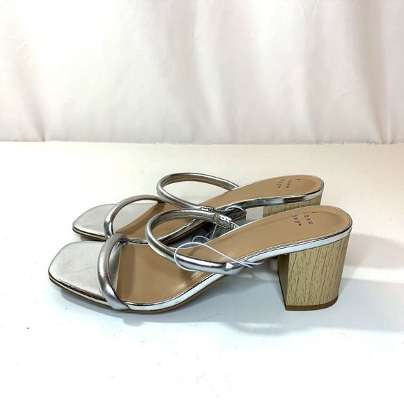 A New Day Cris Womens Silver Sandals Heels Strappy Open Toe - Picture 5 of 9